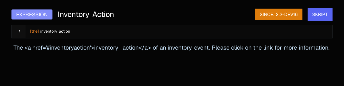 Inventory Action (Expression) | Skript - Skript Documentation